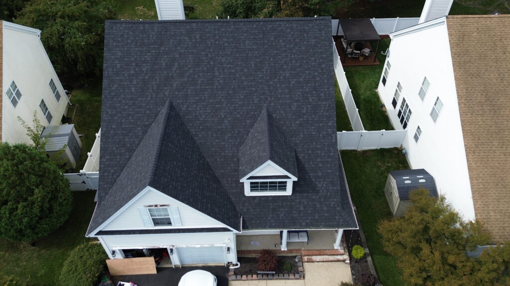 Aerial view of roof replacement in Parlin, NJ